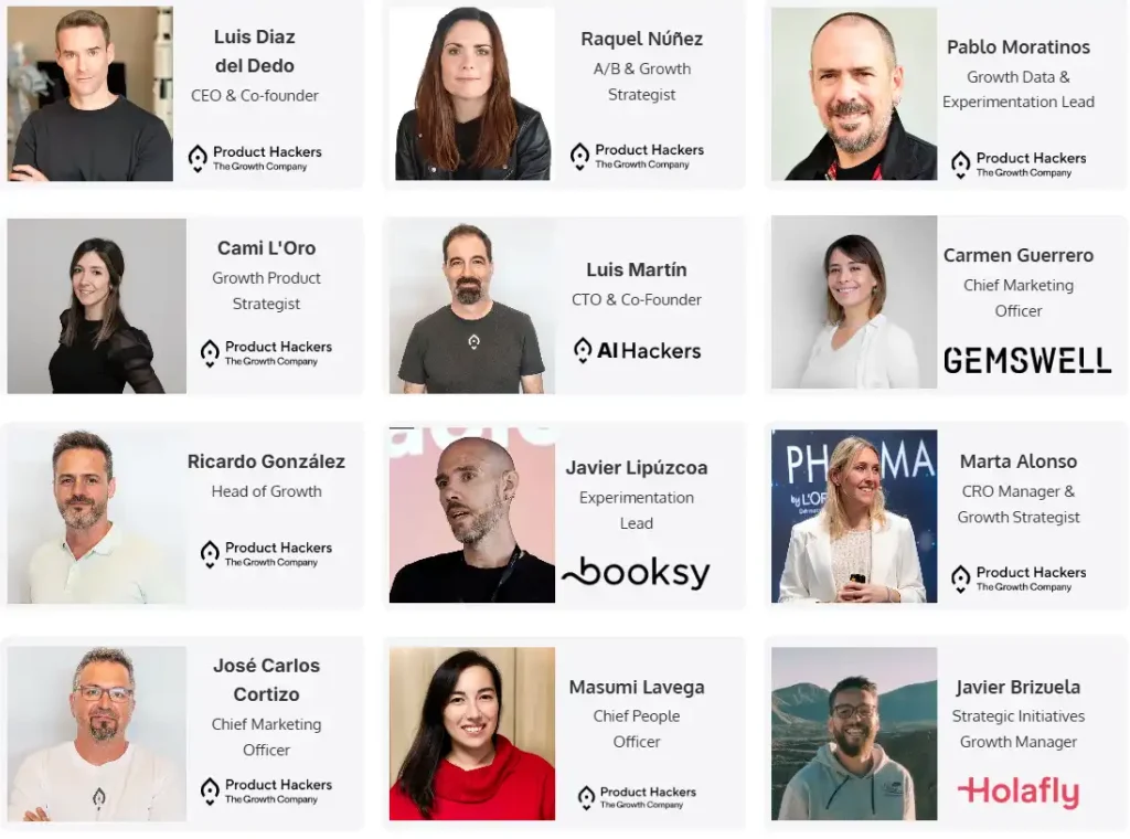 Equipo del Máster Growth de Product Hackers: profesores y mentores principales